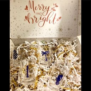 JCrew Nautical Shot Glasses 4 in set